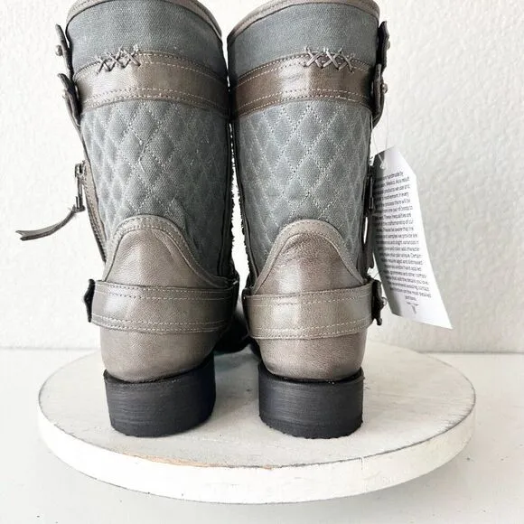 NEW Lane DUSTOFF Womens Cowboy Boots 8.5 Gray Leather Cowgirl Moto Short Western