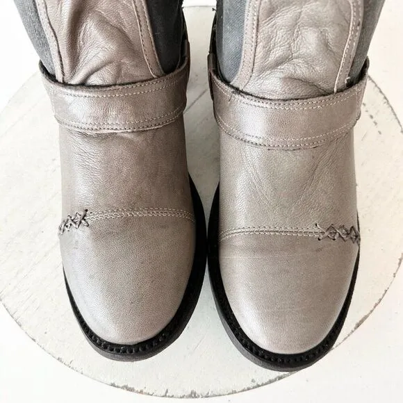 NEW Lane DUSTOFF Womens Cowboy Boots 8.5 Gray Leather Western Cowgirl Moto Short