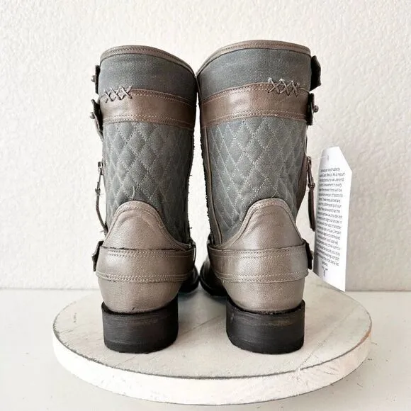 NEW Lane DUSTOFF Womens Cowboy Boots 8.5 Gray Leather Western Cowgirl Moto Short