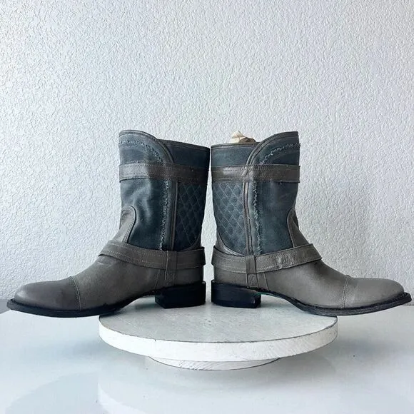 NEW Lane DUSTOFF Womens Cowboy Boots Size 8.5 Gray Leather Western Style Cowgirl