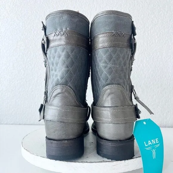 NEW Lane DUSTOFF Womens Cowboy Boots Size 8.5 Gray Leather Western Style Cowgirl