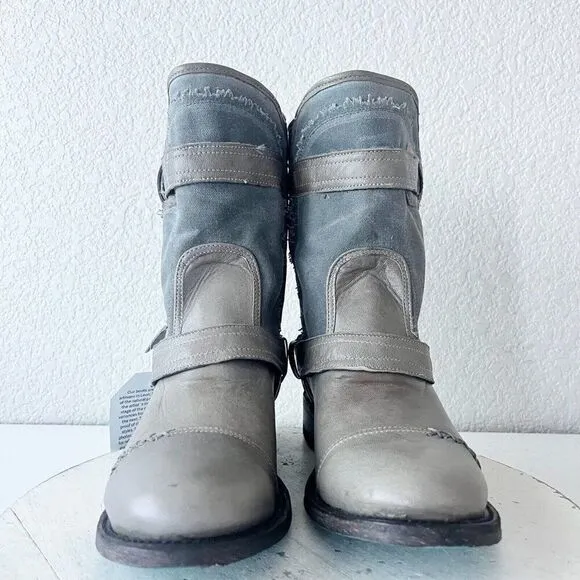 NEW Lane DUSTOFF Womens Cowboy Boots Size 8.5 Gray Leather Western Style Cowgirl