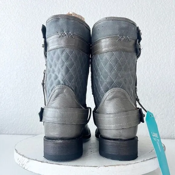 NEW Lane DUSTOFF Womens Cowboy Boots Sz 7.5 Gray Leather Western Cowgirl Bootie