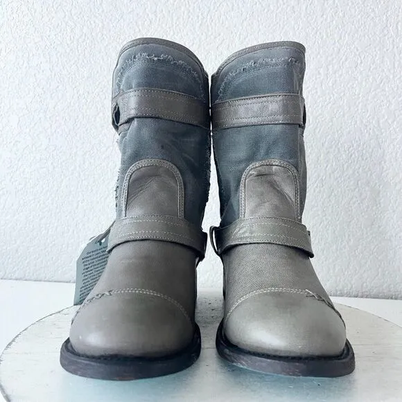 NEW Lane DUSTOFF Womens Cowboy Boots Sz 7.5 Gray Leather Western Cowgirl Bootie