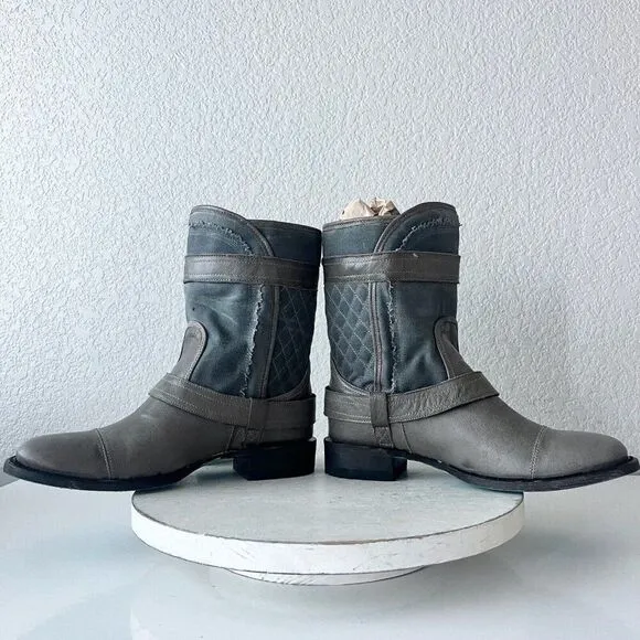 NEW Lane DUSTOFF Womens Cowboy Boots Sz 7.5 Gray Leather Western Cowgirl Bootie
