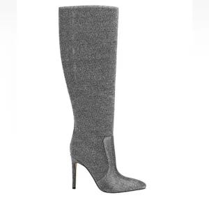 New Marc Fisher Rumina Silver Tall Heeled Boots Stiletto Size z8