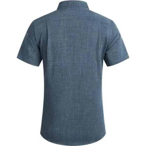 𝅺New Men's Casual Linen Button Down Shirt Gray &amp; Blue