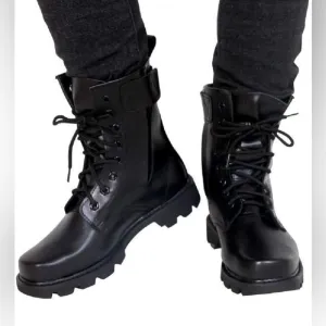 NEW-Men's Military Boots Leather Steel Toe Non-Slip High-topBootsBreathable NWOT