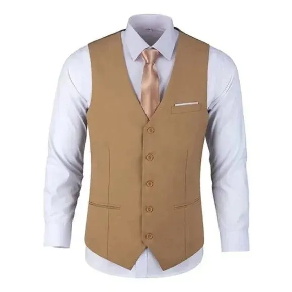 New Men's Waistcoat Vest Dress Gold