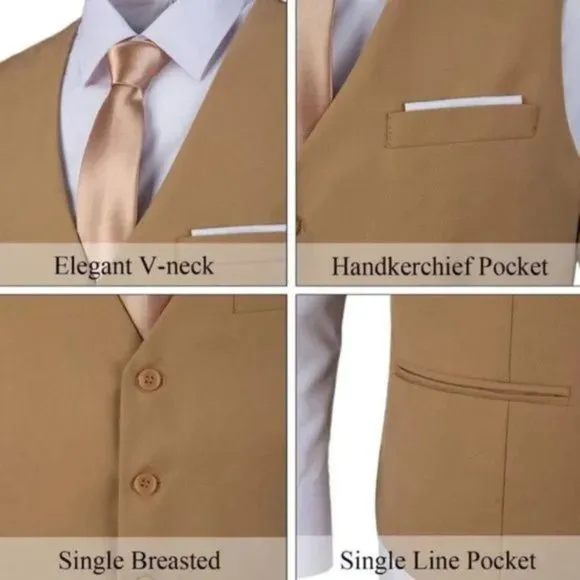New Men's Waistcoat Vest Dress Gold