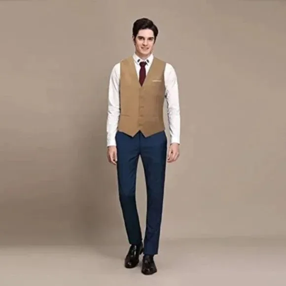 New Men's Waistcoat Vest Dress Gold