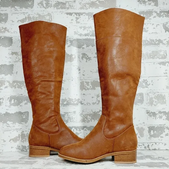 NEW MIA Carsyn Brown Faux  Leather Side Zip Tall Winter Casual Boots O72