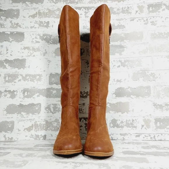 NEW MIA Carsyn Brown Faux  Leather Side Zip Tall Winter Casual Boots O72