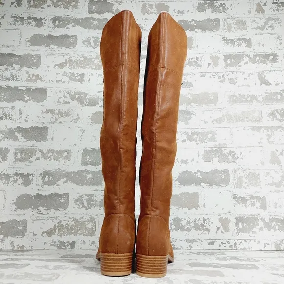 NEW MIA Carsyn Brown Faux  Leather Side Zip Tall Winter Casual Boots O72