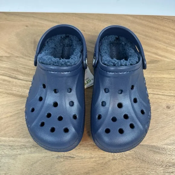 New NWT Little Kids Crocs Baya Lined Navy Blue Comfort Clogs Shoes Size 12 C