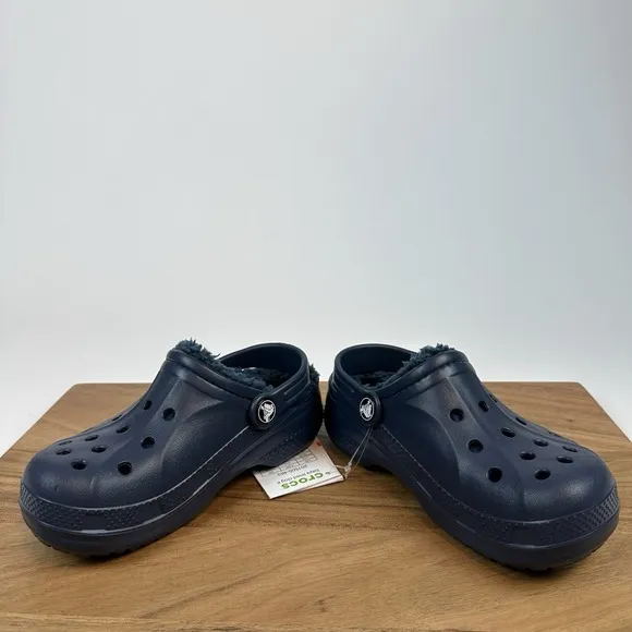 New NWT Little Kids Crocs Baya Lined Navy Blue Comfort Clogs Shoes Size 12 C
