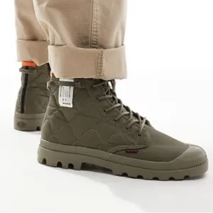 NEW Palladium Pampa Re-Quilted Boots in Military Olive Green W 8 M 6.5