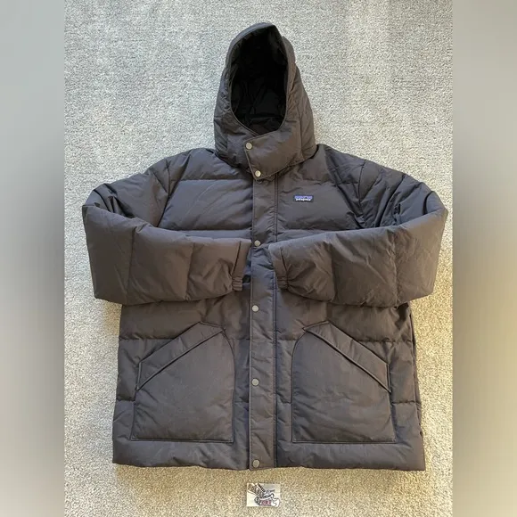 New Patagonia Downdrift Puffer Jacket Down Insulated Hoody Black Mens XXL 2XL