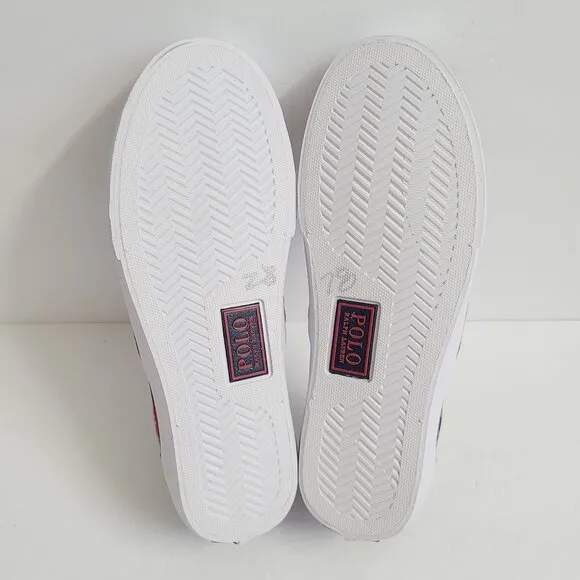 NEW Polo Ralph Lauren Keaton Collegiate Pep Rally Canvas Slip On Shoes Size 10