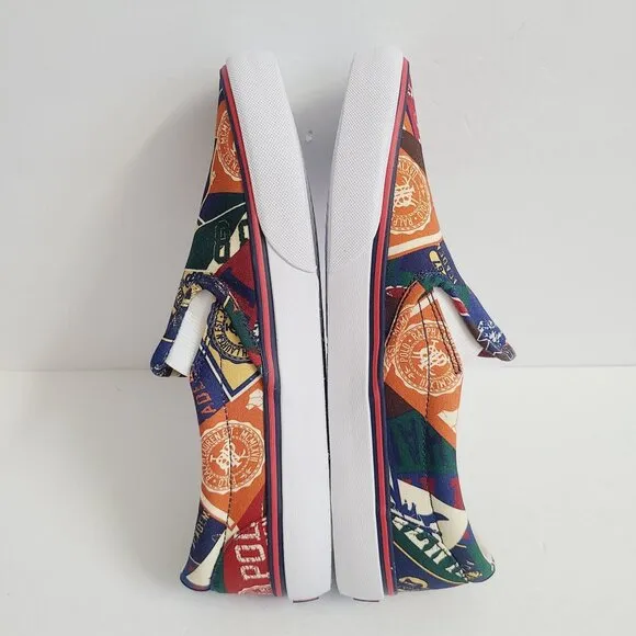 NEW Polo Ralph Lauren Keaton Collegiate Pep Rally Canvas Slip On Shoes Size 10