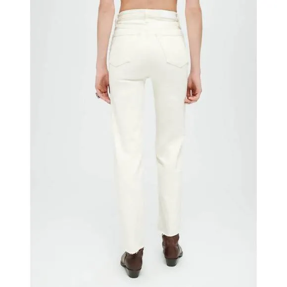 NEW RE/DONE comfort stretch high rise stove pipe jeans in vintage white
