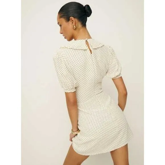 NEW Reformation Kaylia Tie Bow Neck Allegra  Mini Dress  Size 8