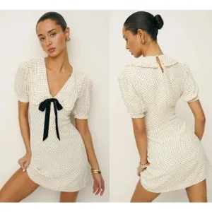 NEW Reformation Kaylia Tie Bow Neck Allegra  Mini Dress  Size 8