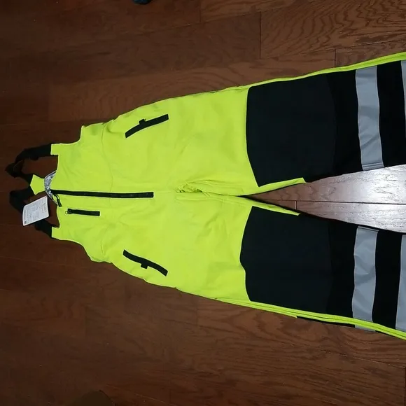NEW! Refrigiwear HiVis Insulated Softshell Bib Overalls sz large NWT
