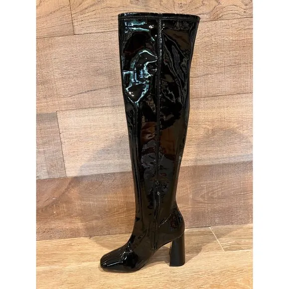 NEW Sam Edelman Womens Cosette Patent Square Toe Over-The-Knee Boots