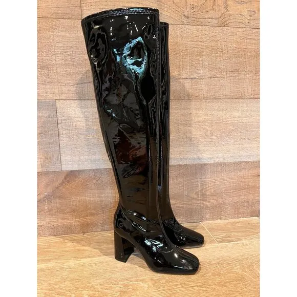 NEW Sam Edelman Womens Cosette Patent Square Toe Over-The-Knee Boots