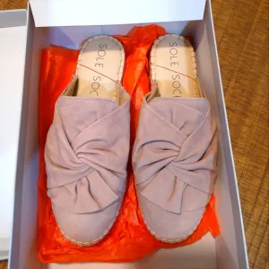 NEW SOLE SOCIETY Bow Espadrille SO-SAMMIE DUSTY ROSE Slip On Shoes