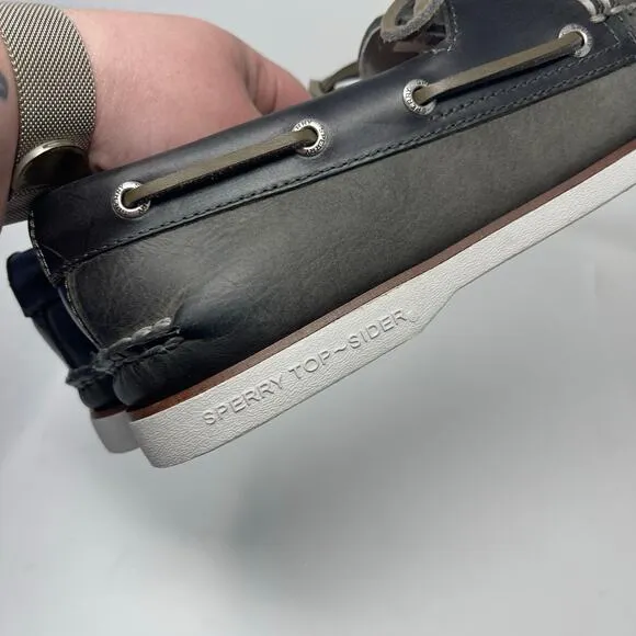 New SPERRY Gold Cup Men Gray Leather Boat Shoes Size 11.5