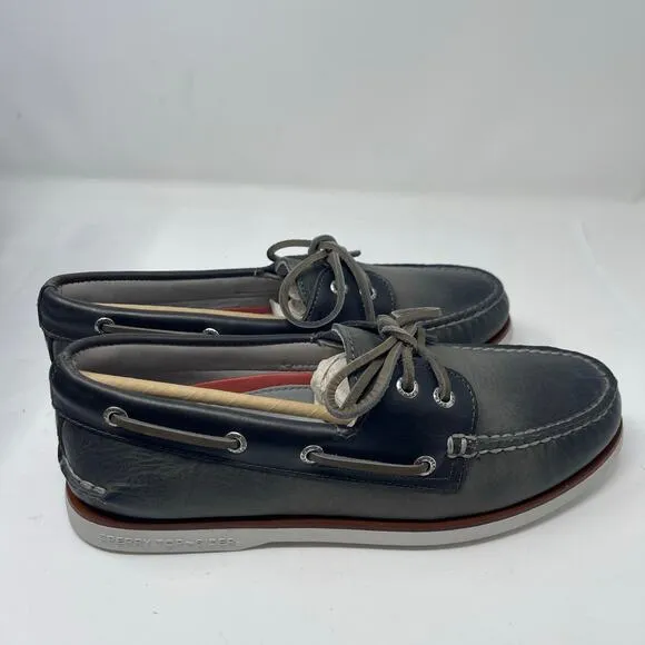 New SPERRY Gold Cup Men Gray Leather Boat Shoes Size 11.5