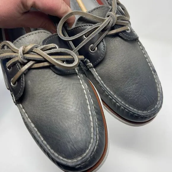 New SPERRY Gold Cup Men Gray Leather Boat Shoes Size 11.5