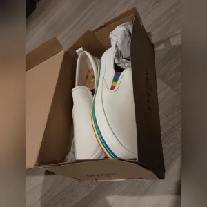 NEW Sperry  White Rainbow Slip-On Shoes