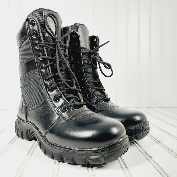 NEW  SSG Army Black Combat Lace Up Comfy Midi Military Boots  A1033