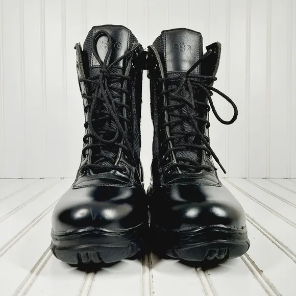 NEW  SSG Army Black Combat Lace Up Comfy Midi Military Boots  A1033