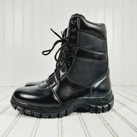 NEW  SSG Army Black Combat Lace Up Comfy Midi Military Boots  A1033