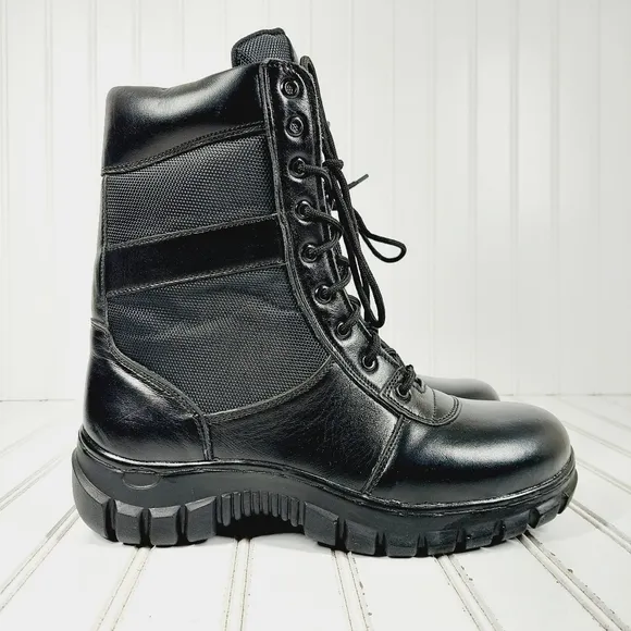 NEW  SSG Army Black Combat Lace Up Comfy Midi Military Boots  A1033