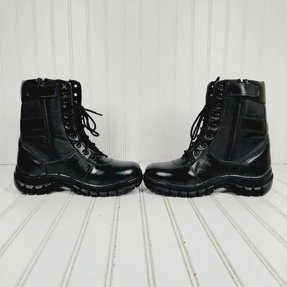 NEW  SSG Army Black Combat Lace Up Comfy Midi Military Boots  A1033