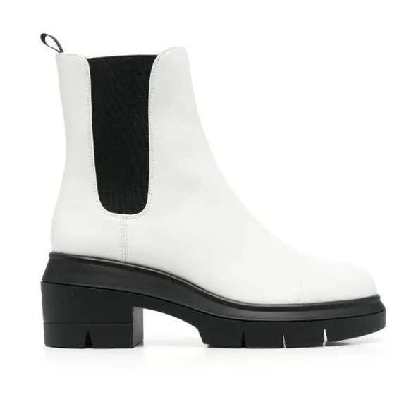 New Stuart Weitzman White Chelsea Ankle Boots Chunky Lug Sole Size 39 8.5 $650