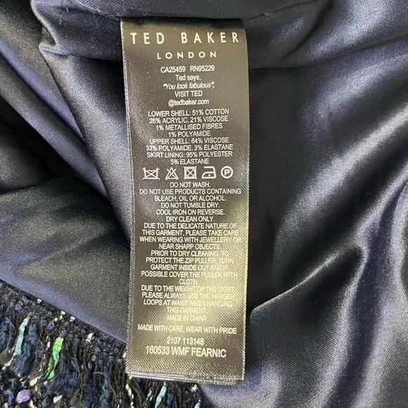 NEW Ted Baker Fearnic Mini Mockable Tweed Ribbed Dress Size XXL