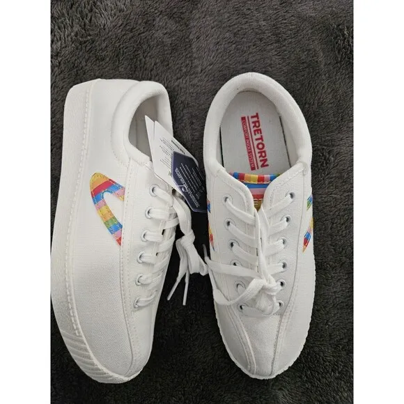 NEW Tretorn Women's size 6.5 Nylite Plus Canvas Rainbow Sneakers Shoes | Sweden