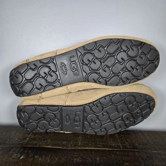 NEW UGG Alder Slipper Mens Size 10 Suede Fuzzy Warm Slip On Shoes Loafers Brown