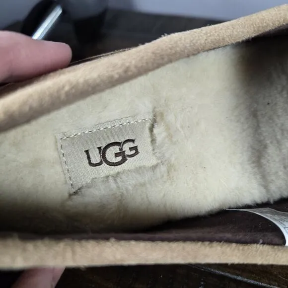 NEW UGG Alder Slipper Mens Size 10 Suede Fuzzy Warm Slip On Shoes Loafers Brown