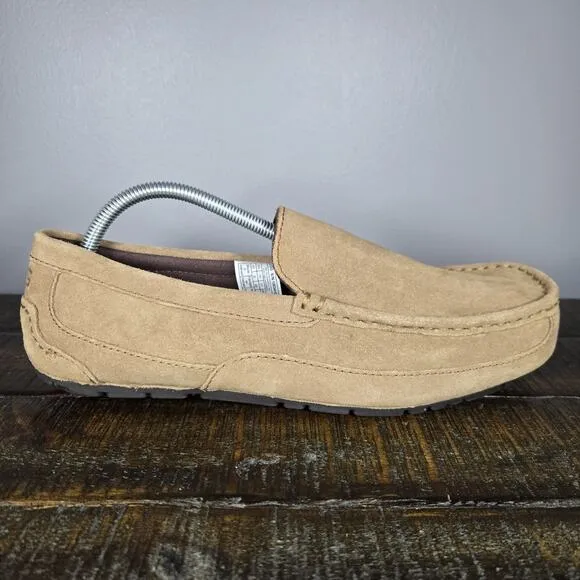 NEW UGG Alder Slipper Mens Size 10 Suede Fuzzy Warm Slip On Shoes Loafers Brown