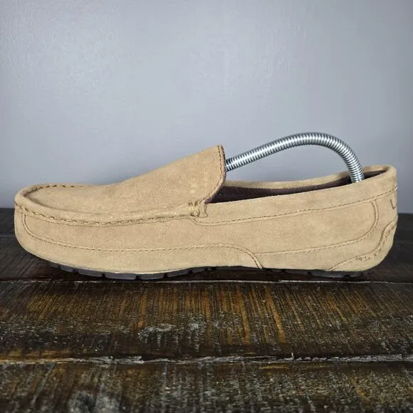 NEW UGG Alder Slipper Mens Size 10 Suede Fuzzy Warm Slip On Shoes Loafers Brown