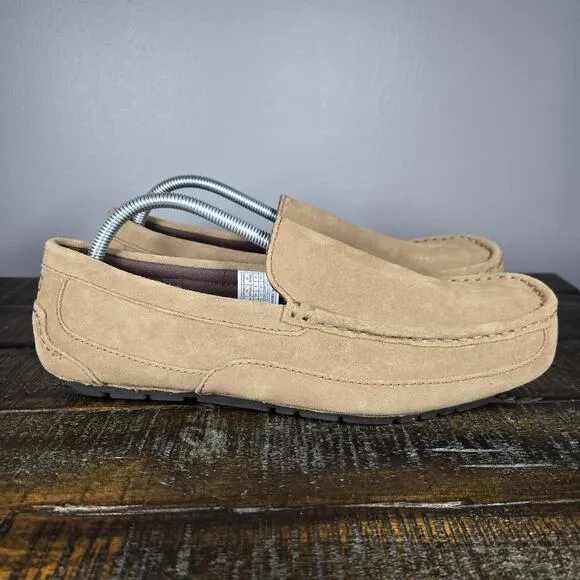 NEW UGG Alder Slipper Mens Size 10 Suede Fuzzy Warm Slip On Shoes Loafers Brown