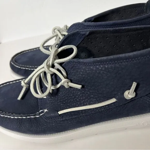 New UGG Men's Beach Moc Chukka Leather Boot Boat Shoes 1101502 Navy Blue Size 10