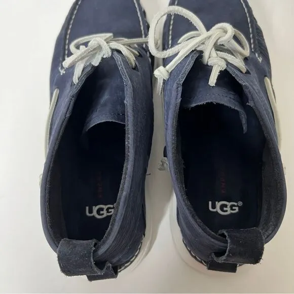 New UGG Men's Beach Moc Chukka Leather Boot Boat Shoes 1101502 Navy Blue Size 10